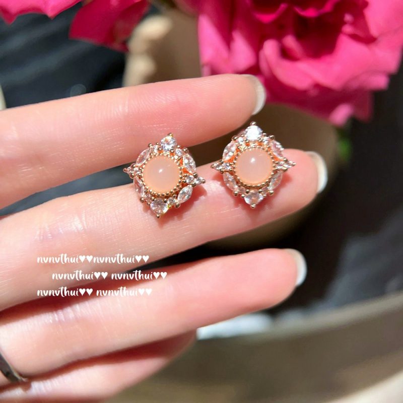 309ZZ plating powder gold powder agate sunflower small earrings